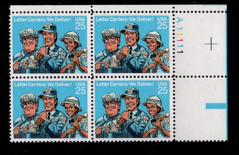ALLY'S STAMPS US Plate Block Scott #2420 25c Letter Carriers [4] MNH [STK]