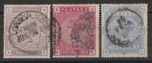 GREAT BRITAIN 1883 QV 2/6, 5/-, 10/-. SG 178, 81, 83 cat £935