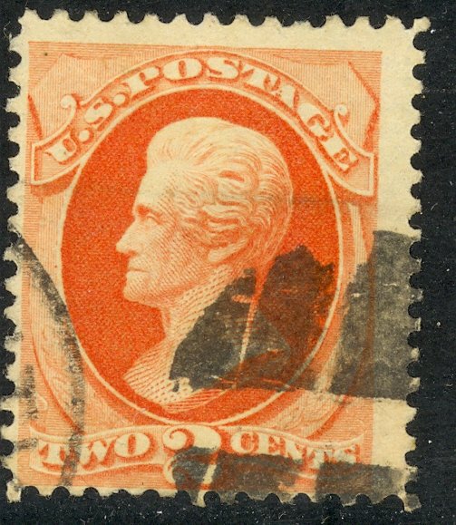 USA 1879 2c Orange Vermilion Andrew Jackson Sc 183 Used