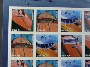 U.S.# 4160-4163(4163a)-MINT/NH-- PANE OF 12--VINTAGE MAHOGANY SPEEDBOATS--2007