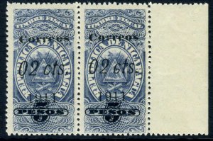 Nicaragua 1911 Fiscal Issues 02¢/5P Dull Blue Margin Pair MNH P337 ⭐⭐⭐⭐⭐