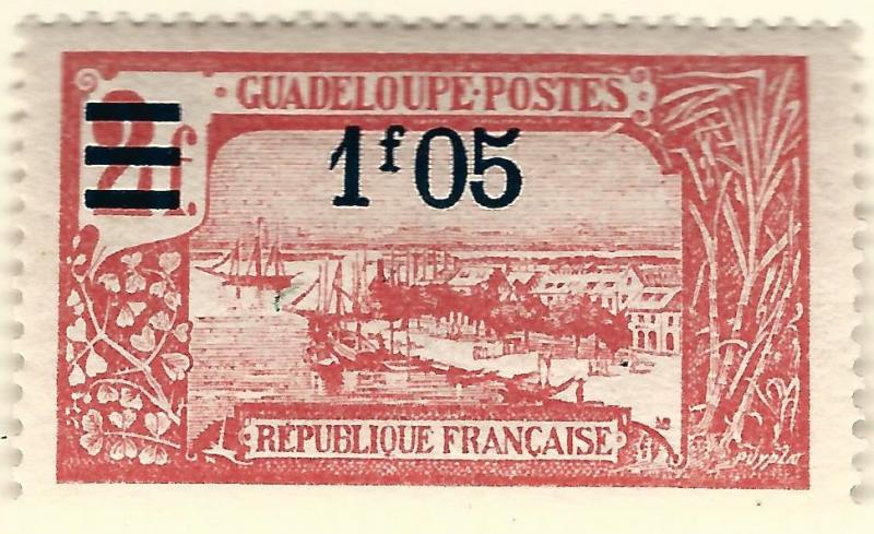 Guadeloupe (Scott #90) Overprint Mint OG VF hr...French Colonies are hot!