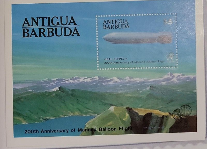 SL) ANTIGUA AND BARBUDA, 200 ANNIVERSARY, ZEPPELIN FLIGHT, MNH SOUVENIR BLADE 