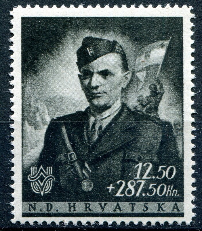 CROATIA GERMAN PUPPET STATE 1944 JURE FRANTCETIC BLACK LEGION B63 PERFECT MNH