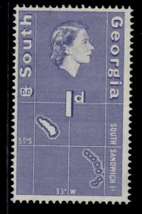 FALKLAND ISLANDS - South Georgia QEII SG2, 1d violet-blue, M MINT