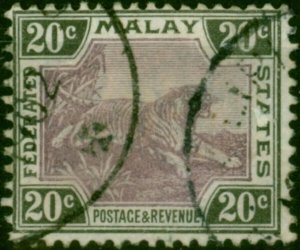 Fed of Malay States 1900 20c Mauve & Black SG21 Fine Used