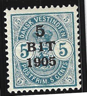 Danish West Indies (DWI) Scott #41 Mint 5b 1905 on 5c  2018 CV $10.00