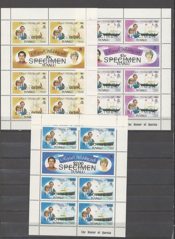 COLLECTION LOT # 4267 TUVALU #157-62 MNH 1981 SPECIMEN 3 SHEETS