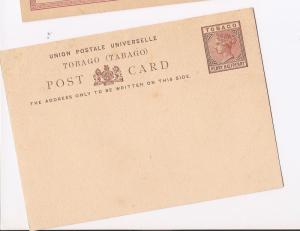 Tobago QV  1 1/2d postcard unused (baq) 