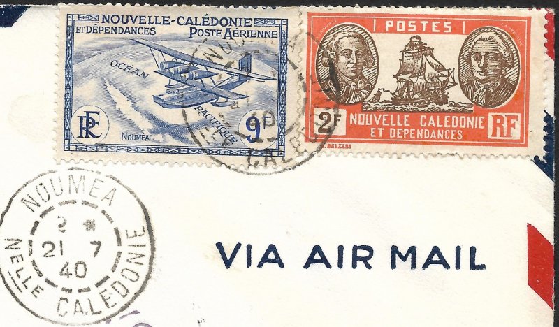 Doyle's_Stamps: Superb First Flight Cover New Caledonia to USA (Honolulu, HI)