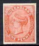 Queensland 1879 QV imperf colour trial of 1d die I in sca...