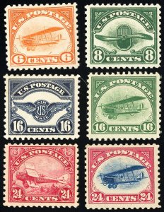 US Stamps # C1-6 Airmail MLH VF Fresh Set