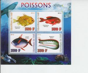 2013 Mali Fish MS 4 (Scott NA) MNH