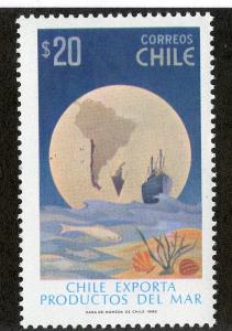 CHILE 622 MNH SCV $2.25 BIN $1.25 SHIP AND MARINE LIFE
