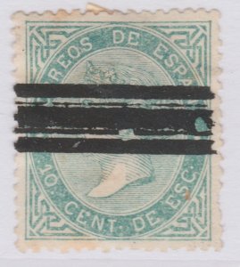 Spain Isabella II 1867-68 10c Blue Green Used Stamp A30P4F40459-