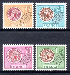 France 1975 Gallic Coin - Precancel type Complete Mint MNH Set SC 1421-1424