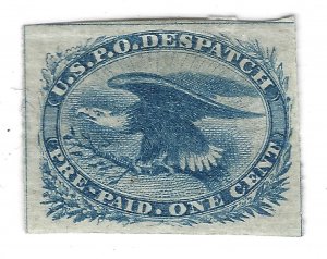 US CARRIER STAMP SCOTT #LO2 U.S.P.O. DESPATCH 1C IMPERFORATED MH OG, 1851