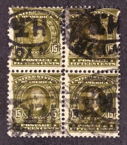 US 309 15c Clay Used Block of 4 VF SCV $105