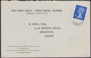 BAHAMAS 1961 GB origin international reply card used from MARSH HARBOUR.....T135