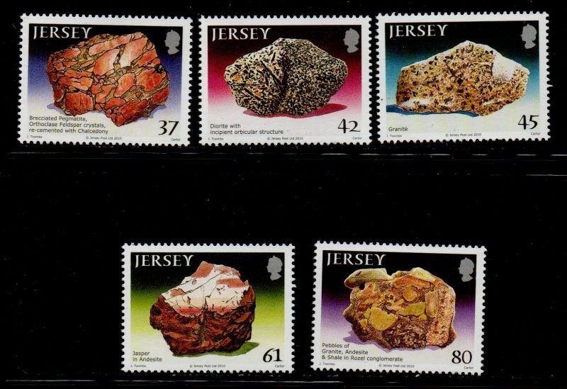 Jersey Sc  1424-1428  2010 Rocks stamp set mint NH