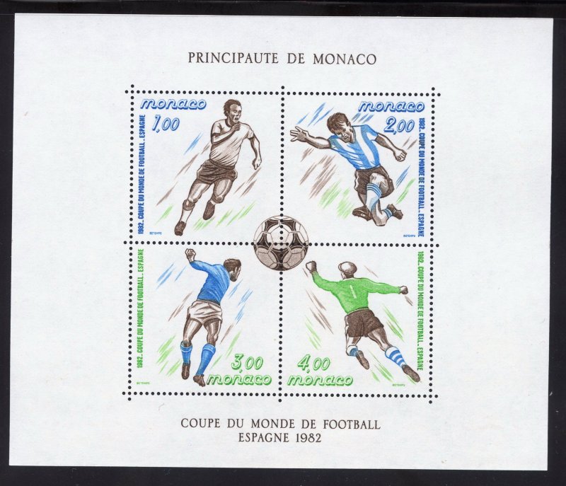 Monaco 1322 MNH, Soccer World Cup Souvenir Sheet  from 1982.