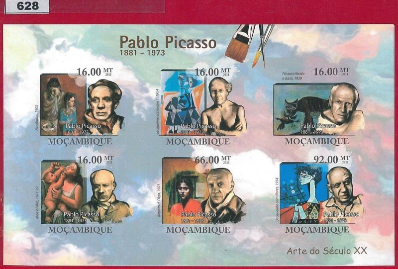 628 - MOZAMBIQUE -   2011 IMPERF SHEET: Pablo Picasso, 20th Cent. Art