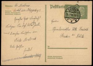 Germany 1930 Zerbst Postal Card Indicia Cutout Used on Cover 71049