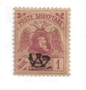 1920 Albania 134 1Fr Post Horn overprint MH