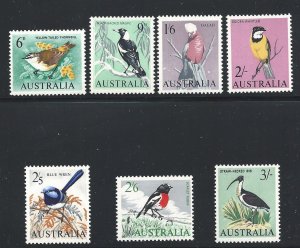 1963-65 AUSTRALIA - Ordinary Elizabeth, Ucelli, Yv. 291/298 7 values MNH/**