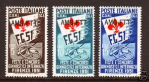 Trieste Sc 115-17 MNH. 1951 black AMG-FTT ovpts.
