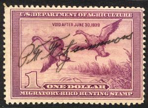 US #RW5 SCV $75.00 VF used, fresh used classical duck stamp, VERY NICE and FR...