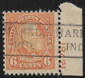 IN Precancels: Markle 479; Better Type CV $2; 6c 1926 Definitive #638; PL# Sing.