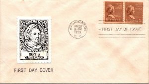 FDC 1939 SC #849 M Washington Stamp - Washington DC - Pair - F75911