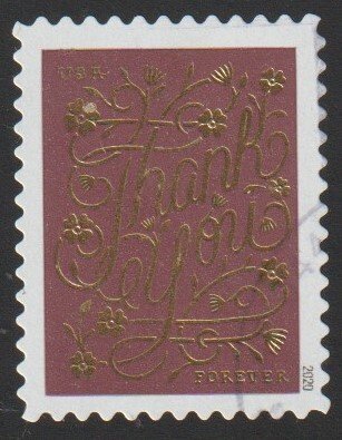 SC# 5519 - (55c) - Thank You, soft maroon - 1 of 4 - Used Single Off Paper