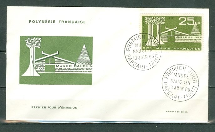 FRENCH POLYNESIA 1965 AIR  GAUGUIN #C34...FDC