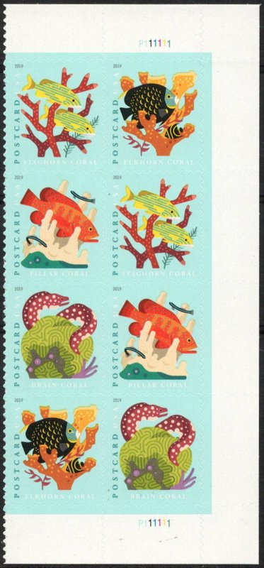 USA Sc. 5366a (35c) Coral Reefs 2019 MNH plate block of 8