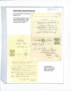 GB POSTAL STATIONERY 1911 *Bristol Tactical Soc* Military WAR GAME Reply Card 