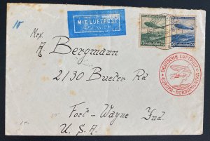 1936 Germany Hindenburg Zeppelin LZ 129 Not Flown Cover to Fort Wayne IN Usa