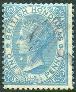 BRITISH HONDURAS-1865 1d Pale Blue Sg 1 GOOD USED V48359