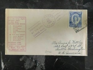 1934 Niuafoou Tonga Toga Tin Can Canoe Mail Cover to Seattle Wa USA