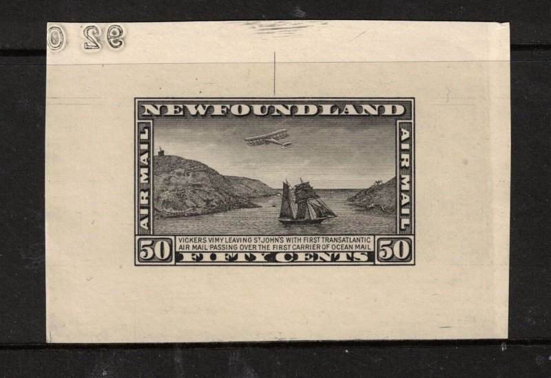 Newfoundland #C7DP Very Fine Large Die Proof In Black With Reversed Die Number