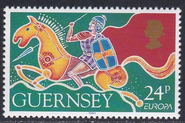 Guernsey # 526, Europa '94, Warrior on Horseback, NH, 1/2 Cat.