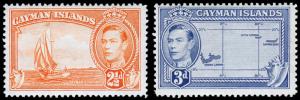 Cayman Islands Scott 114-115 (1947) Mint H F-VF, CV $7.00 M