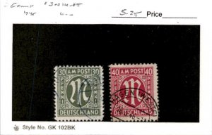 Germany, Postage Stamp, #3N14-3N15 Used, 1945 AMG WWII, Allied Military (AD)