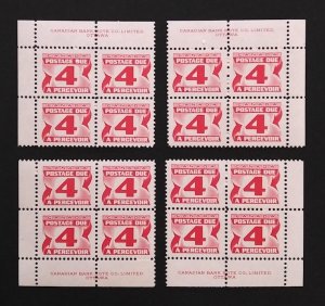 Canada J31i Plate Blocks Matched Set VF MNH