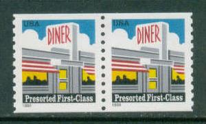 3208 25c Diner Fine MNH Pair