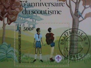 ​CONGO STAMP: 1982- 75TH ANNIVERSARY OF SCOUT JOROMEE  CTO-NH- S/S SHEET