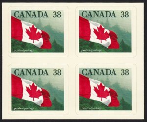 FLAG over FOREST = Canada 1989 #1191 = MNH BLOCK of 4 CUT from BKLT