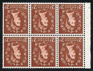 SB78a 2d Light Red Brown Booklet Pane Wmk Edwards Inv U/M