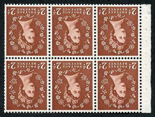 SB78a 2d Light Red Brown Booklet Pane Wmk Edwards Inv U/M